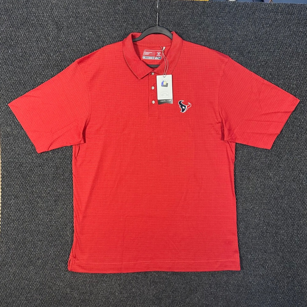 Cutter & Buck Houston Texans Polo Shirt NWT Mens 3XL DryTec Luxe Red NFL